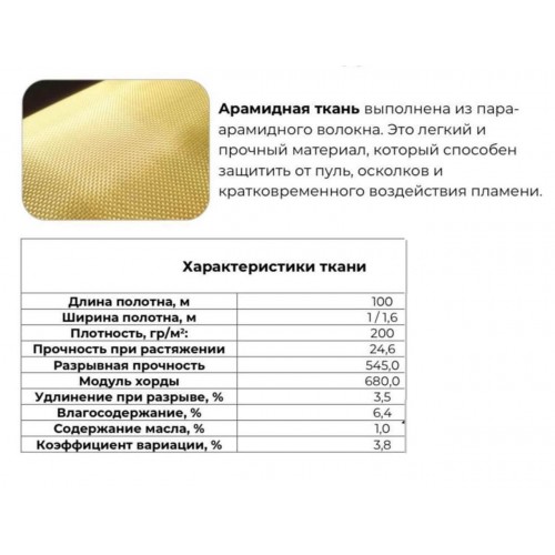 Кевлар, арамидная ткань в полотне / рулон в Энгельсе