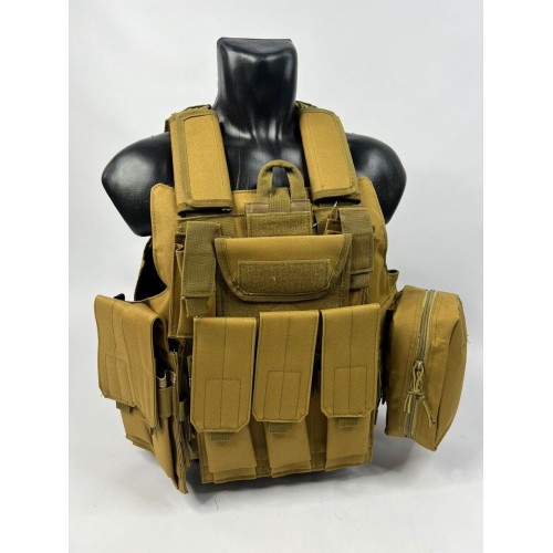 Тактический разгрузочный жилет «5 / пять карманов» с подсумками Tactical Molle Plate Carrier для съемных бронепластин в Энгельсе